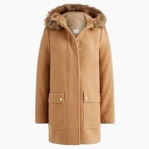J.Crew Mercantile Vail Parka in camel tan wool